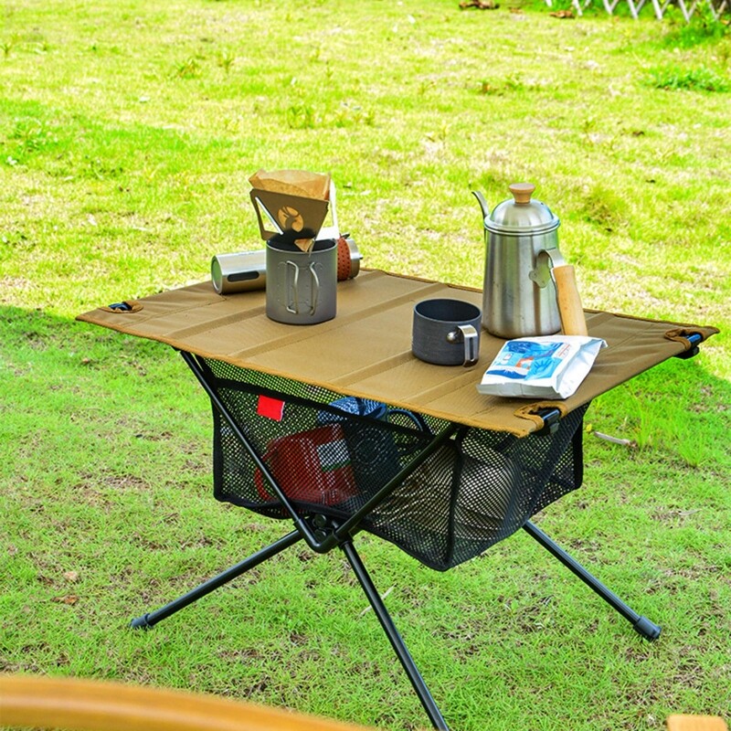 Desk Box Tripod Mesh Basket Organizer Camping Table Bag Folding Net Bag Picnic