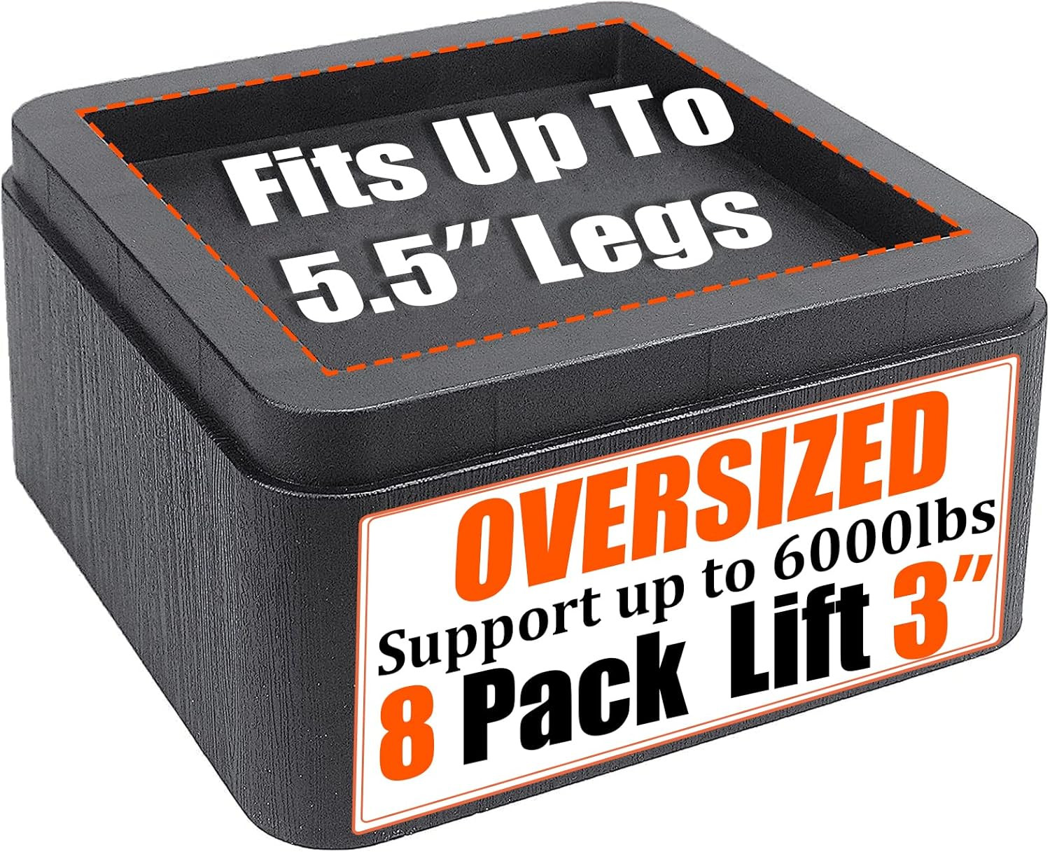 Bed Risers 3 Inch, Oversized Fit Up to 5.5" Legs, Heavy Duty Support 6000lbs, St
