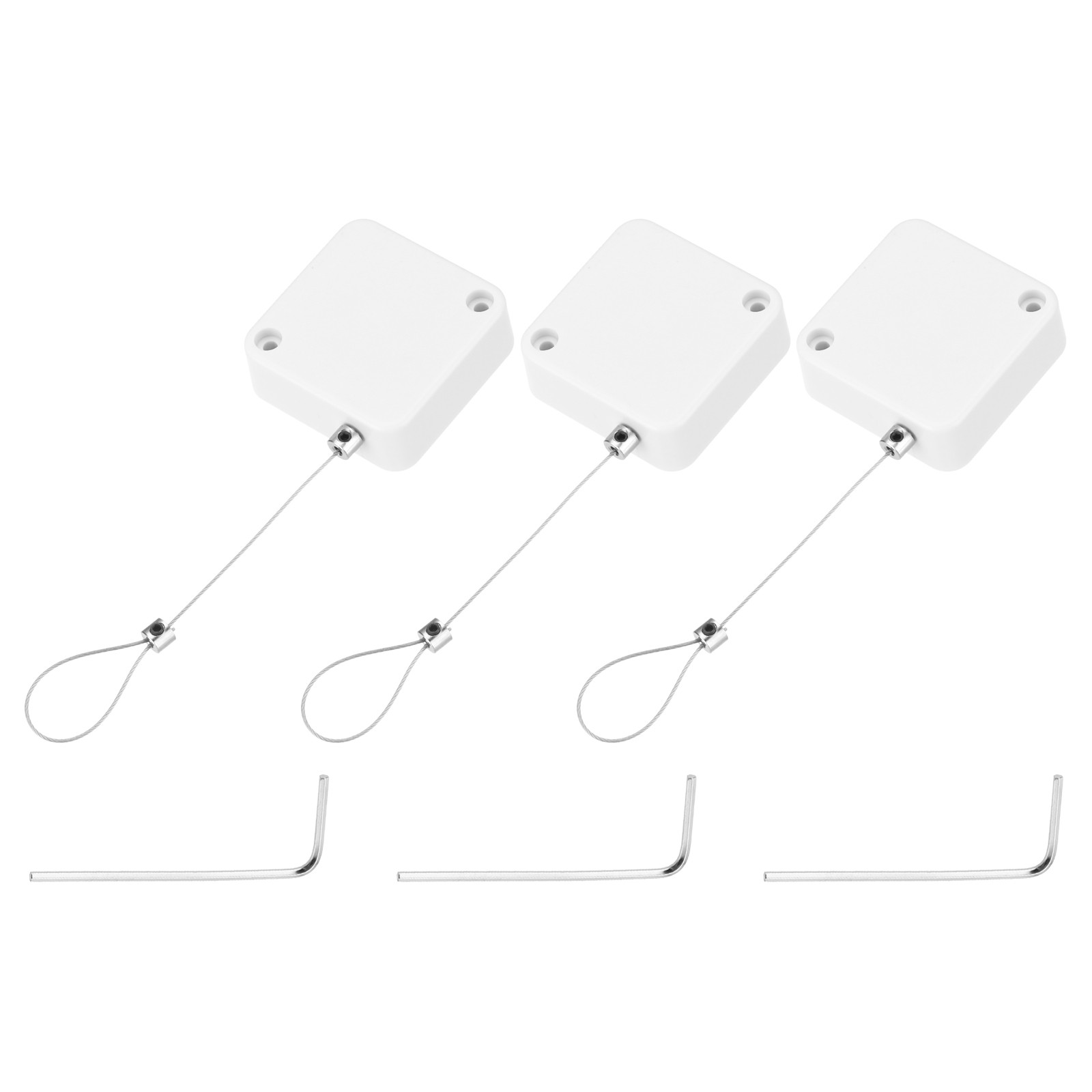 4.9 ft Retractable Cable Security Lock with Latch 600g, White, 3 Pack