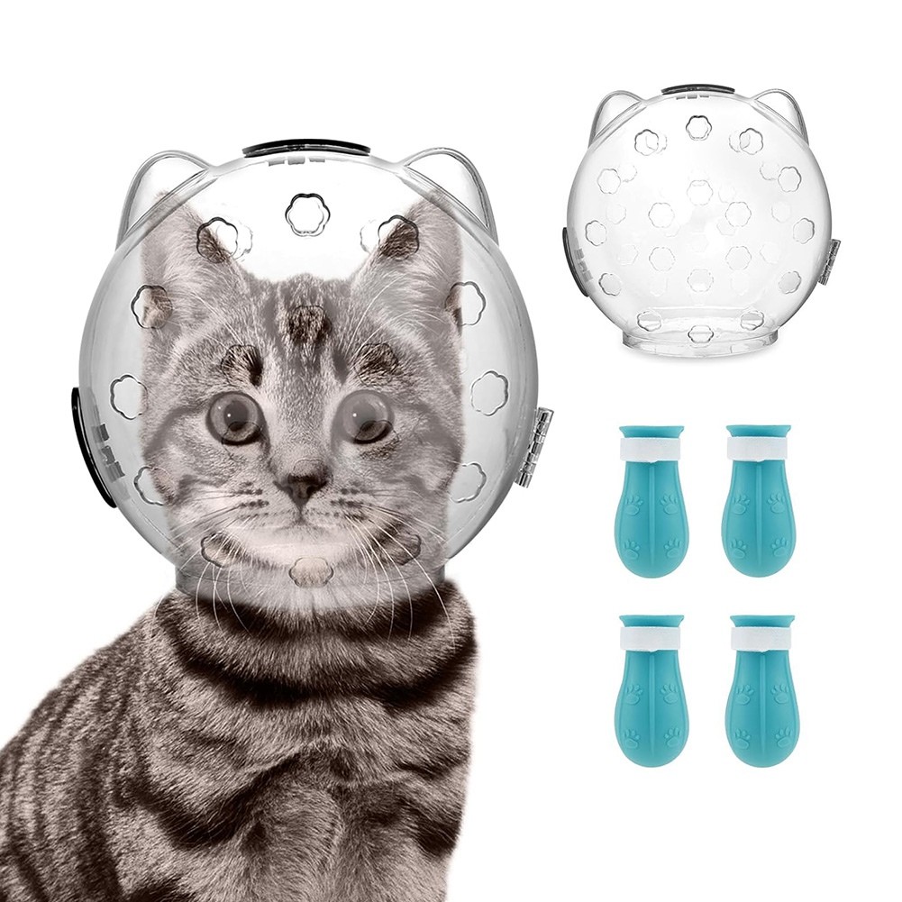 Muzzle for Grooming,Breathable Muzzle Helmet with 4 Silicone Shoes, 9043