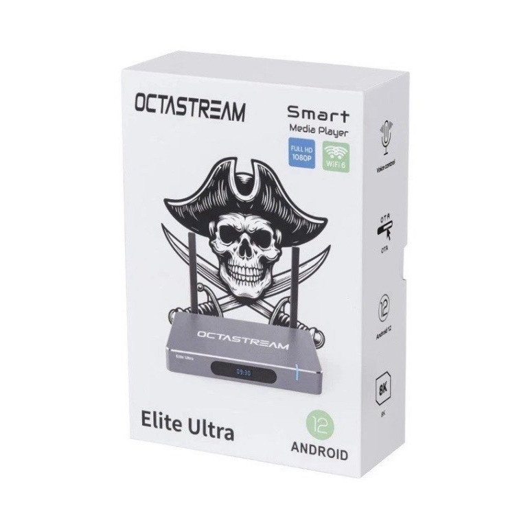 Octastream Elite Ultra Android TV Box 1080p FHD Wi-Fi Gray/White