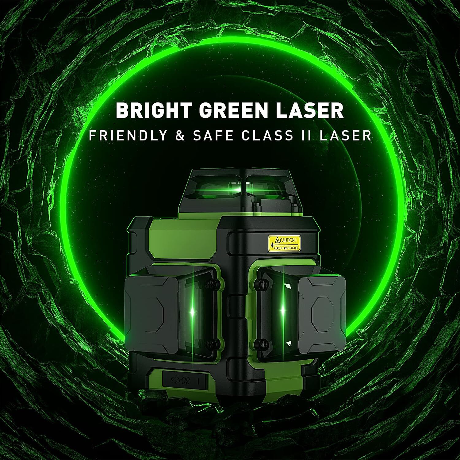 3D Self-Leveling Cross Line Laser Level 45M Three-Plane Leveling Tool + Receiver