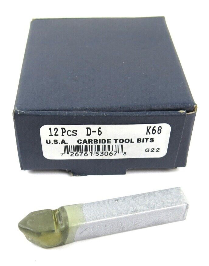 12pcs ACT D-6 K68 Grade Carbide Brazed Lathe Tool Bits 80° Angle 3/8" Shank