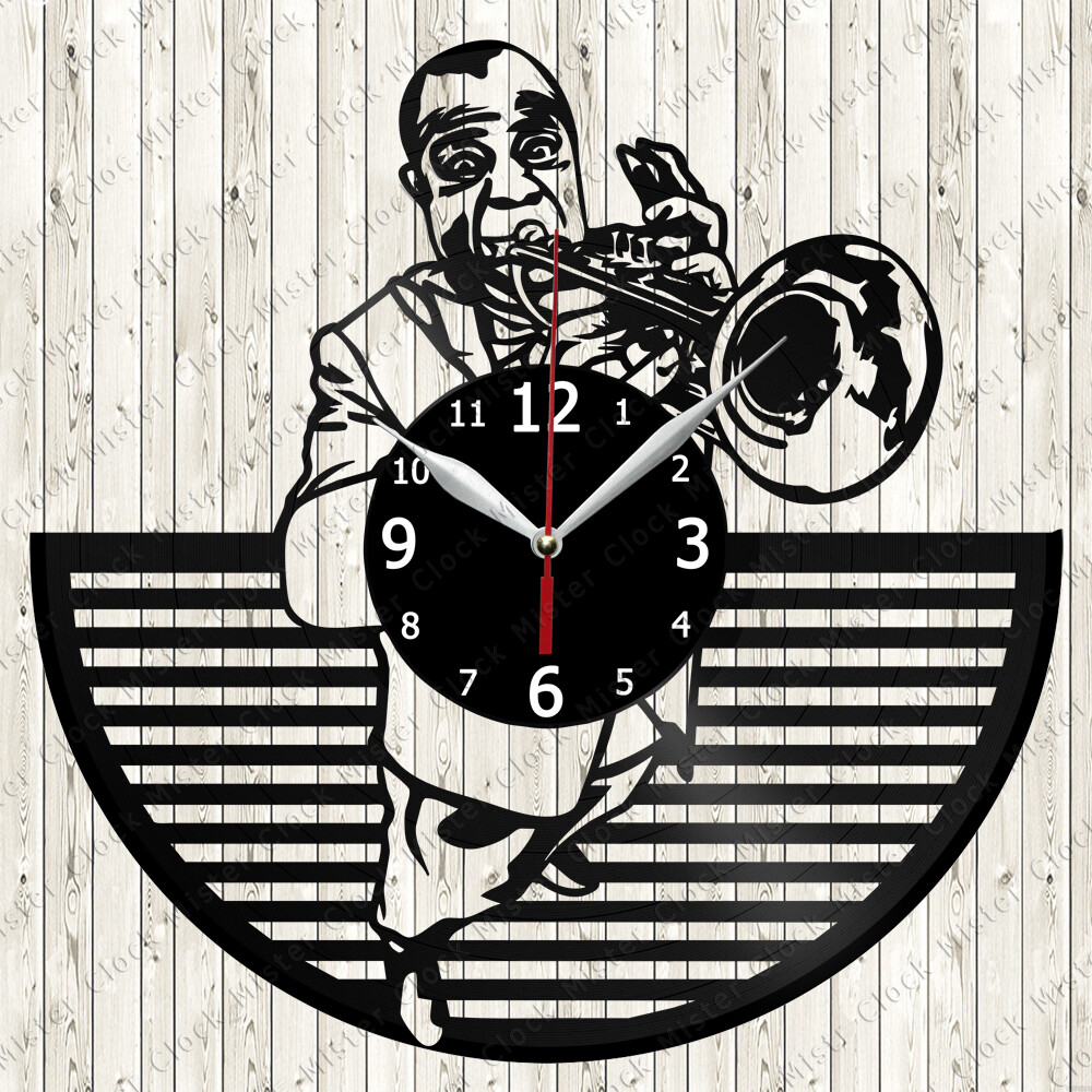 Louis Armstrong Vinyl Record Wall Clock Decor Handmade 7139