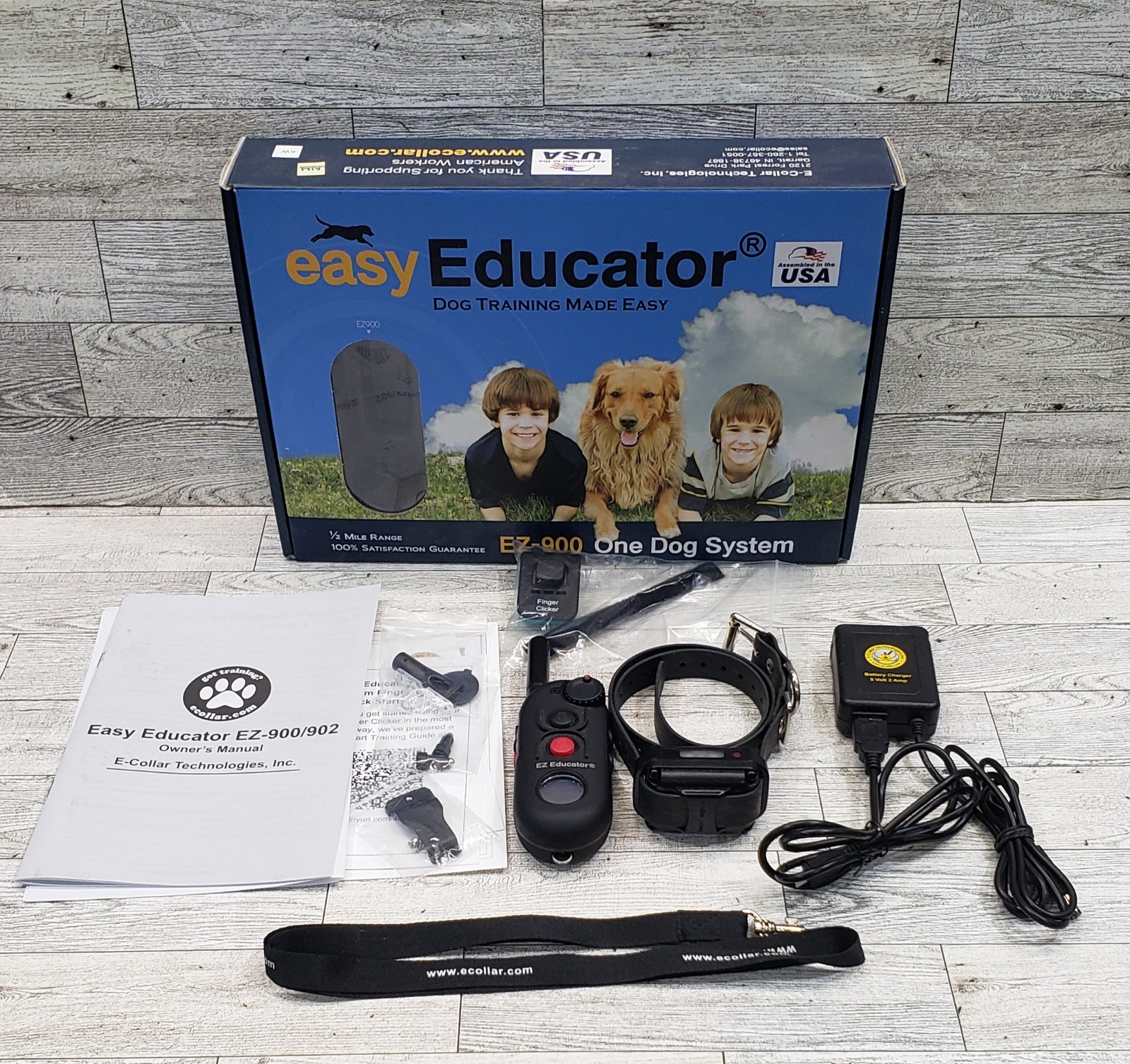 Easy Educator  EZ-900  Remote Dog Training Collar & Black Transmitter  Charger +