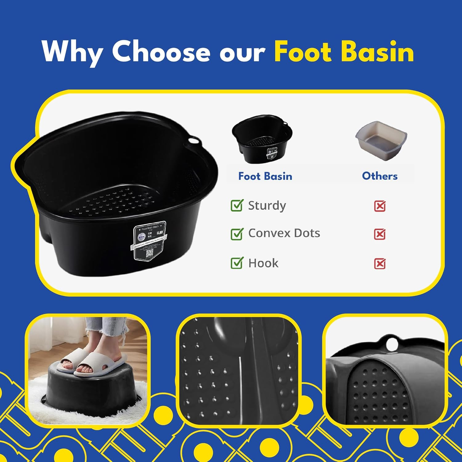AWA Extra Large Foot Bath Basin - Sturdy Plastic Soak Tub for Soaking Feet an...