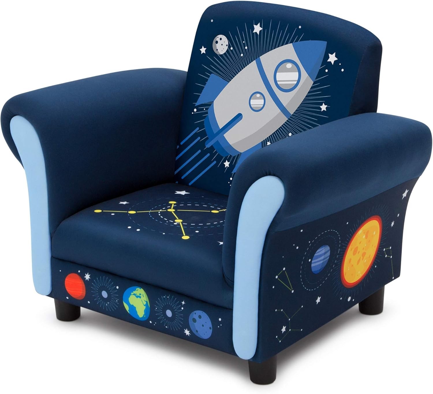 Kids Upholstered Chair Durable Construction Home Living Room Children Chair Blue