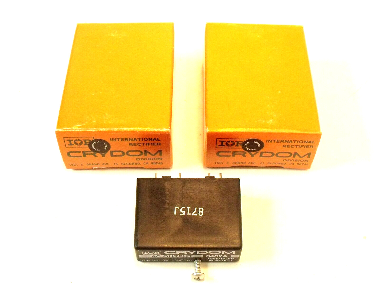 (2) NIB IR Crydom 6402A Output Modules:  3-6VDC In, 240VAC @ 3A Out