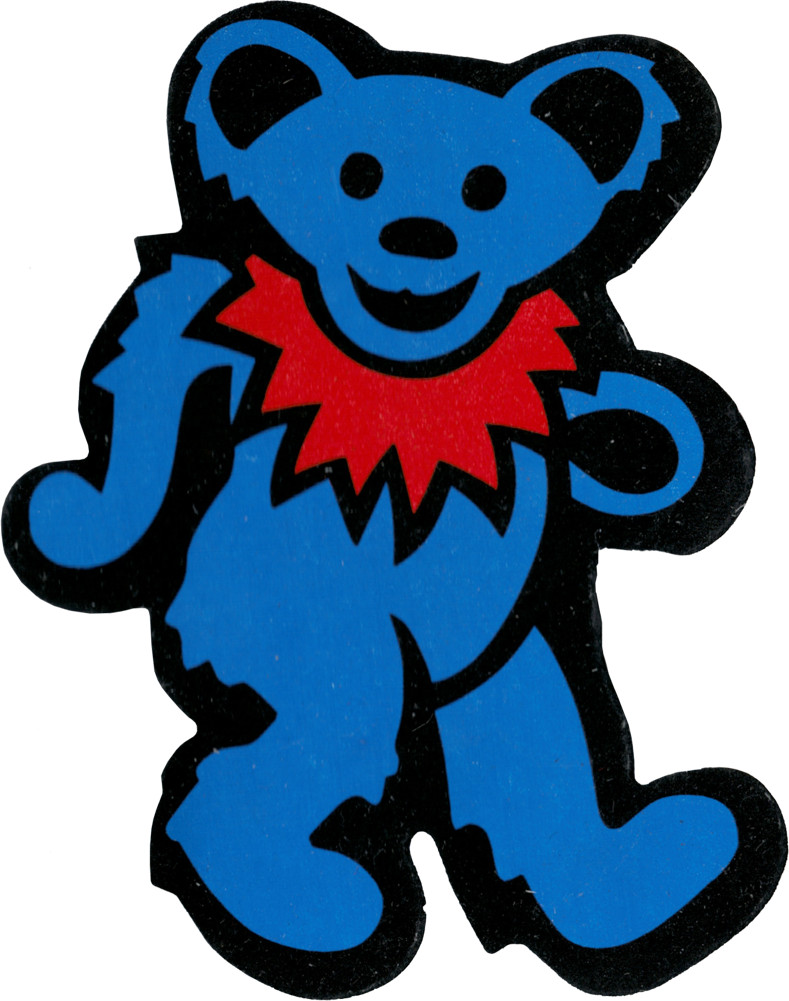Static Cling Sticker - Dancing Bear Blue & Red Hippie 1960s Animal Decal 18021