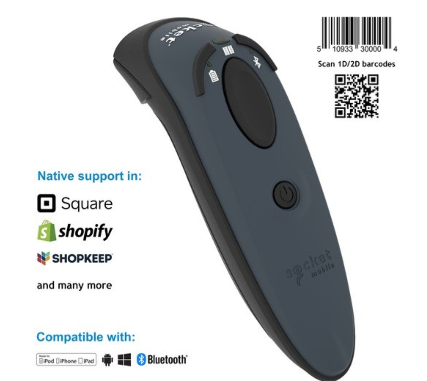 Socket Mobile DuraScan D750 Bluetooth 1D/2D Barcode Scanner Brand New + Charging