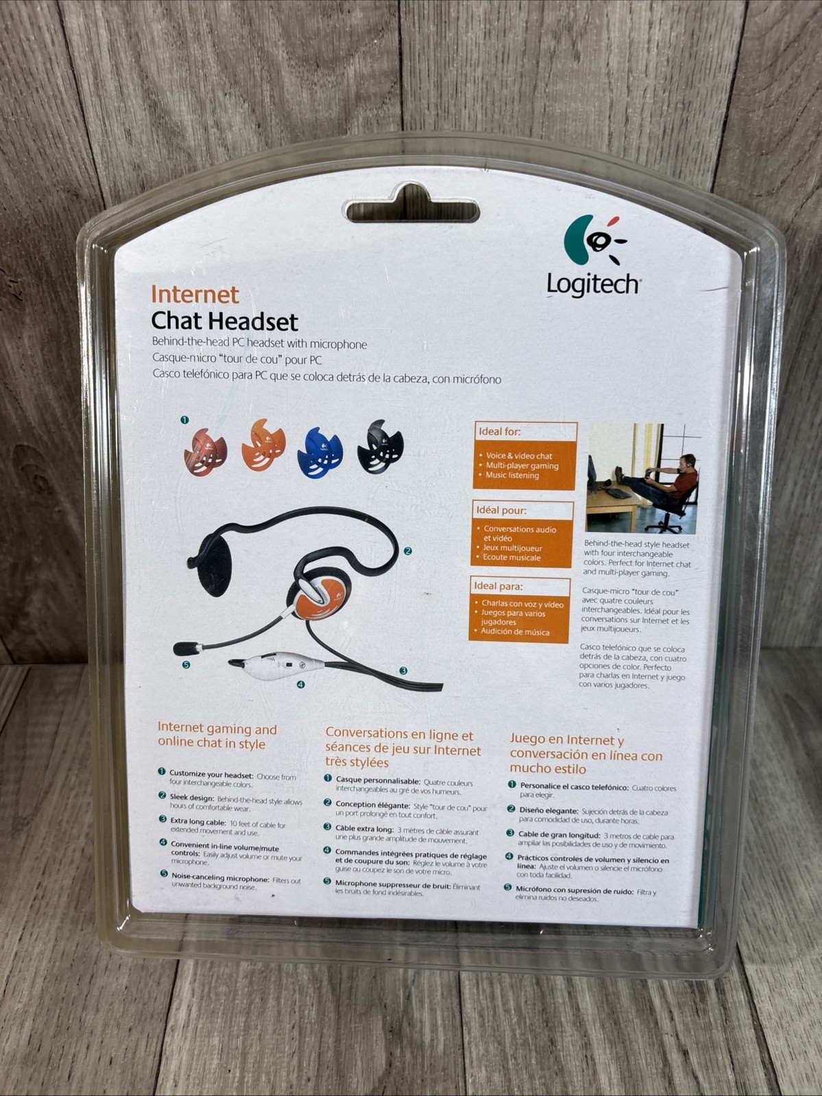 NEW Logitech Internet Chat Headset Behind the Head Multicolored Computer SEALED
