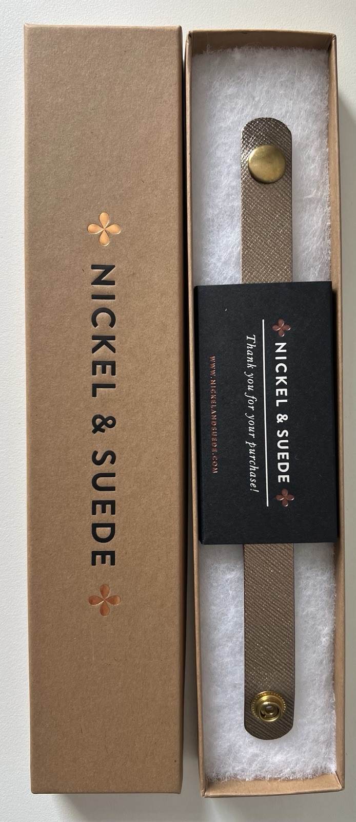 Nickel & Suede Wrap Leather Bracelet, Size Small, Gold Boho Style NIB!!!