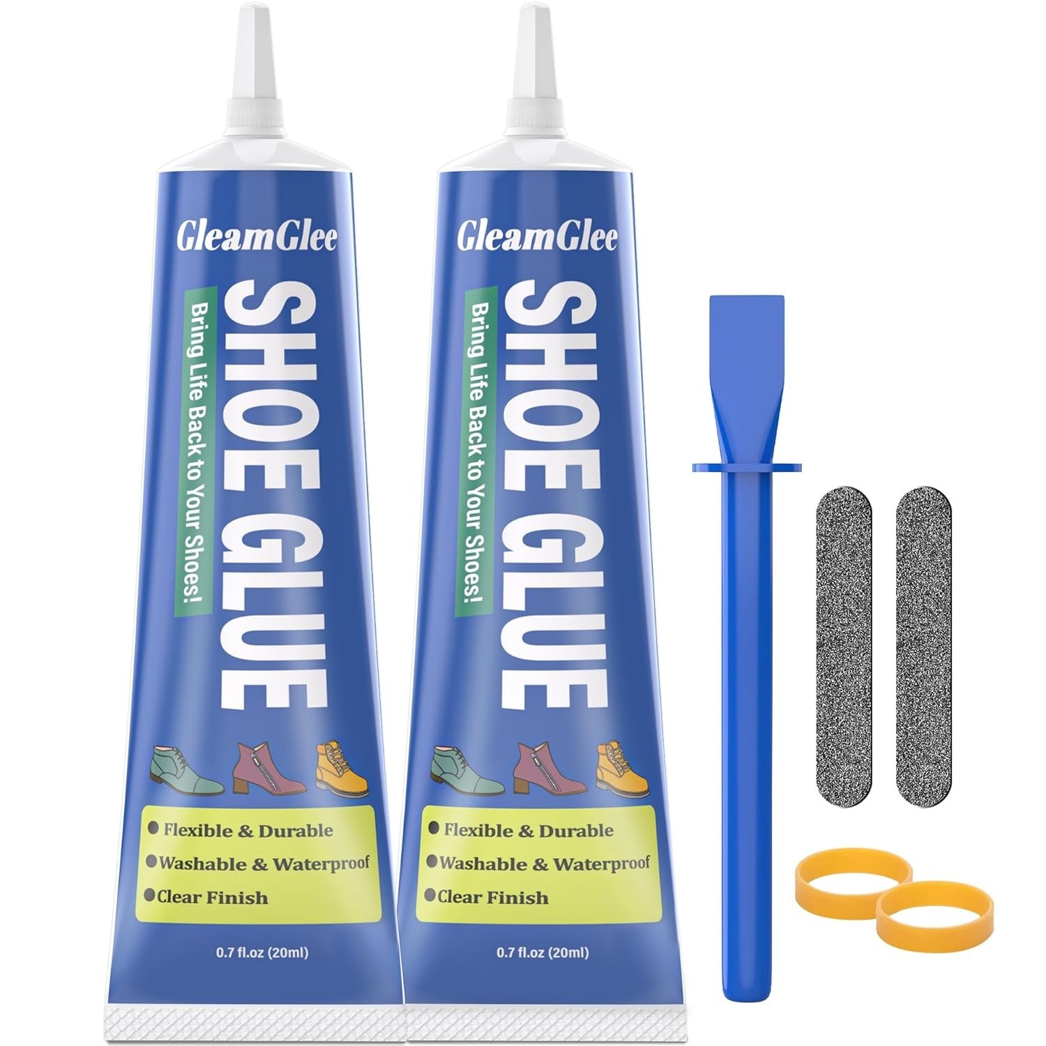 Extra Strong Clear Shoe Repair Adhesive - Flexible, Waterproof, 20ml x 2 Kit