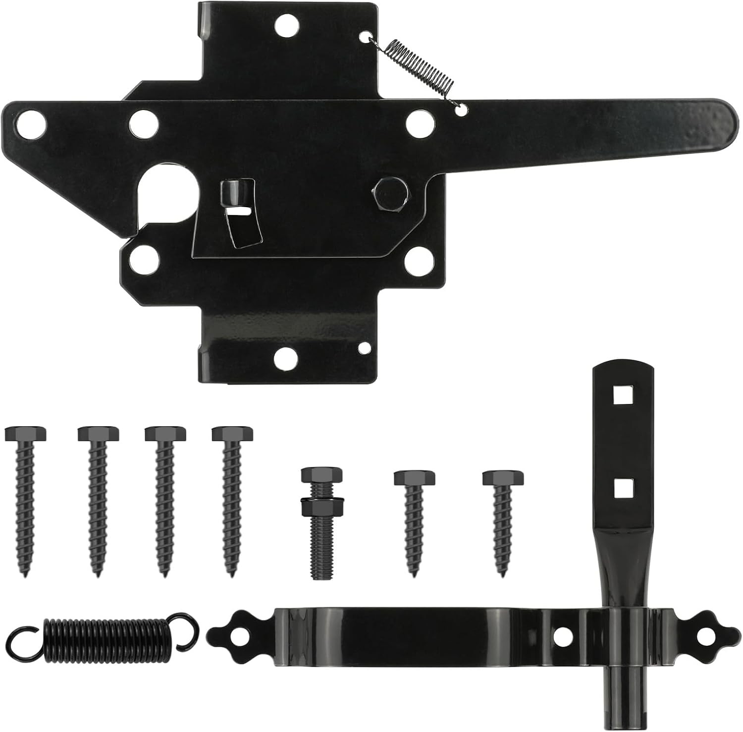 Heavy Duty Self-Locking Gate Latch for Wooden Fence, Post Mount Automatic Gate L