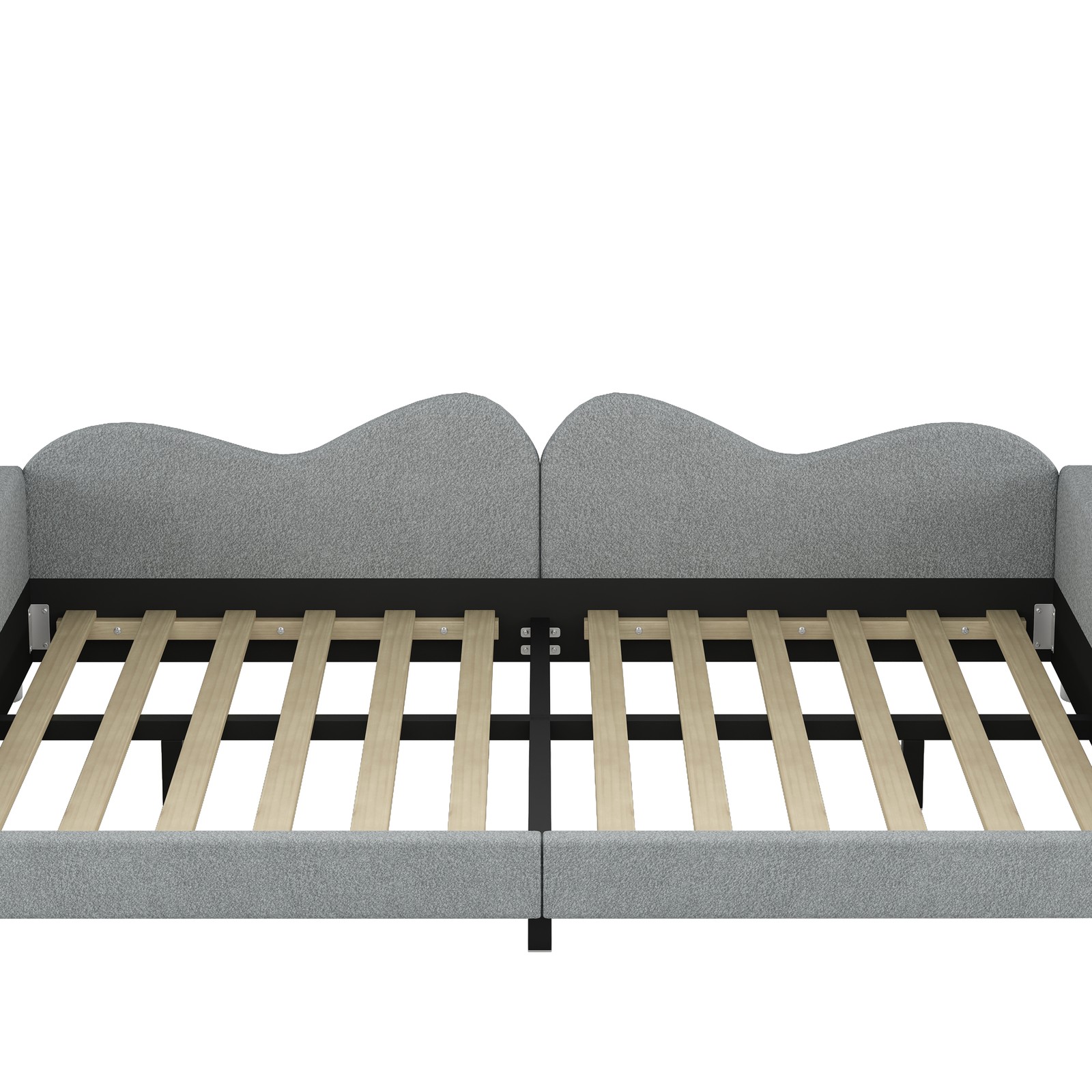 Full size Upholstered Daybed, Sherpa Fabric Sofabed with Cloud-Shaped Backrest