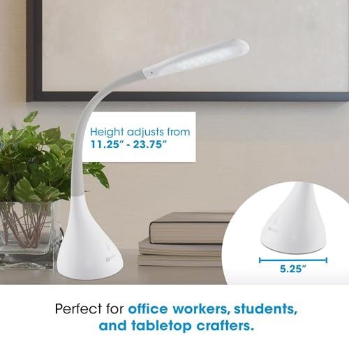LED Desk Lamp with Adjustable Neck, Creative Curves () - 2.1A USB White/Grey