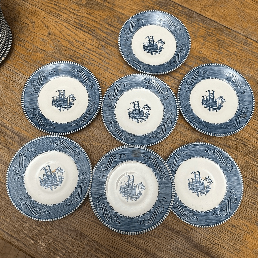 Currier and Ives by Royal Steamboat set of 8 dessert bowls