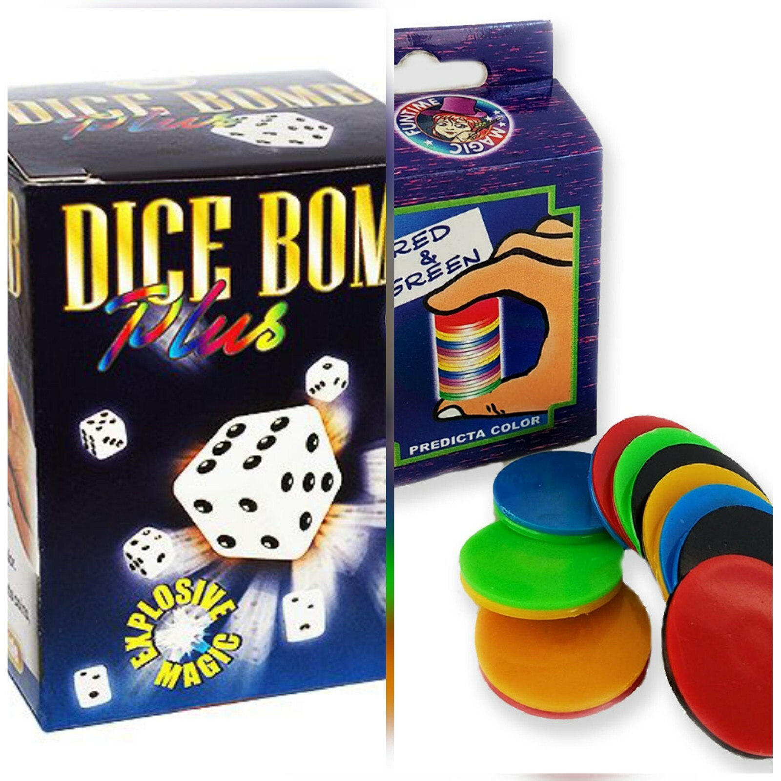 Deluxe 4" MAGIC TRICK DICE BOMB plus Predicta Color both new in the box!