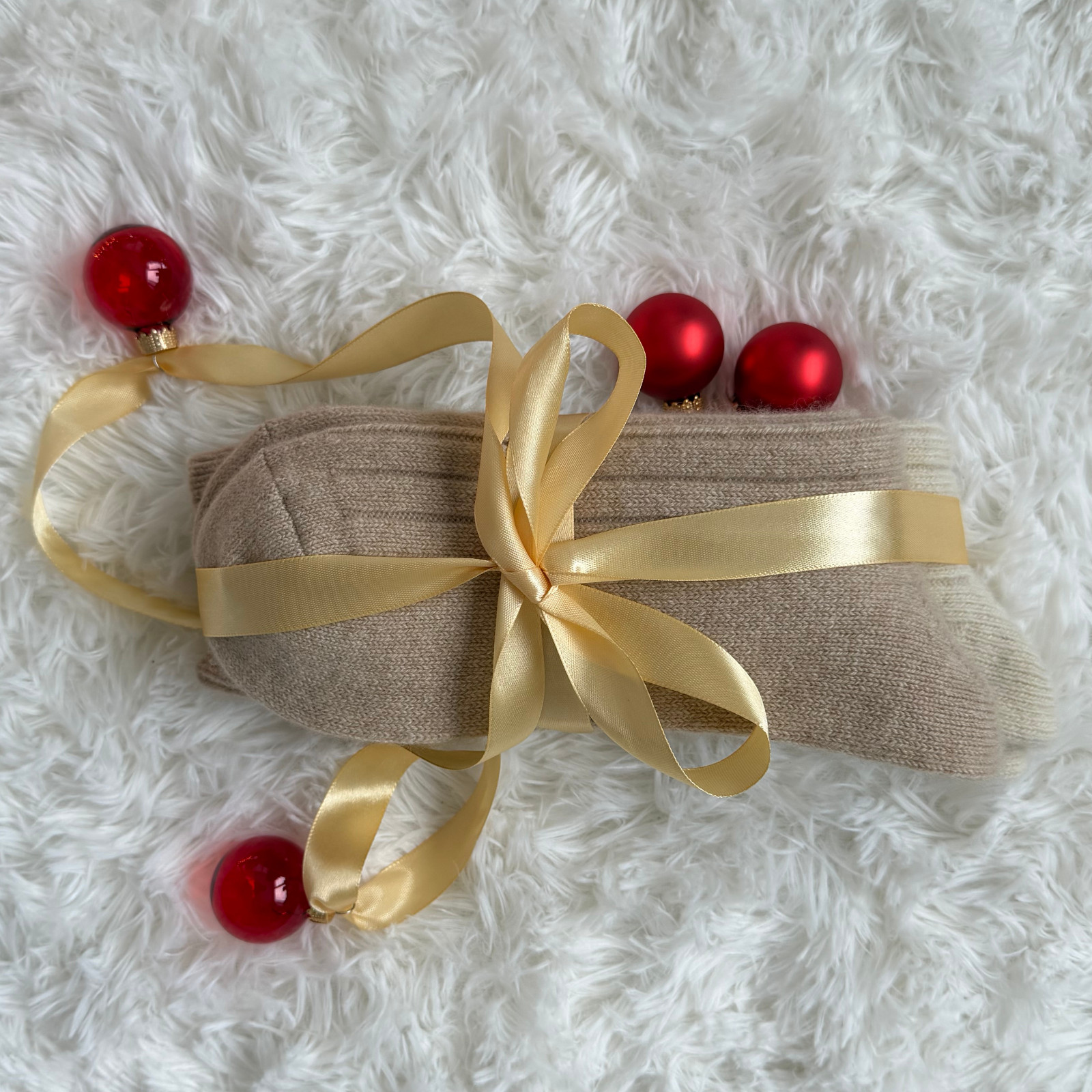 100% Cashmere Wool Socks. Beige. Thick. Extra Large. Made in Mongolia