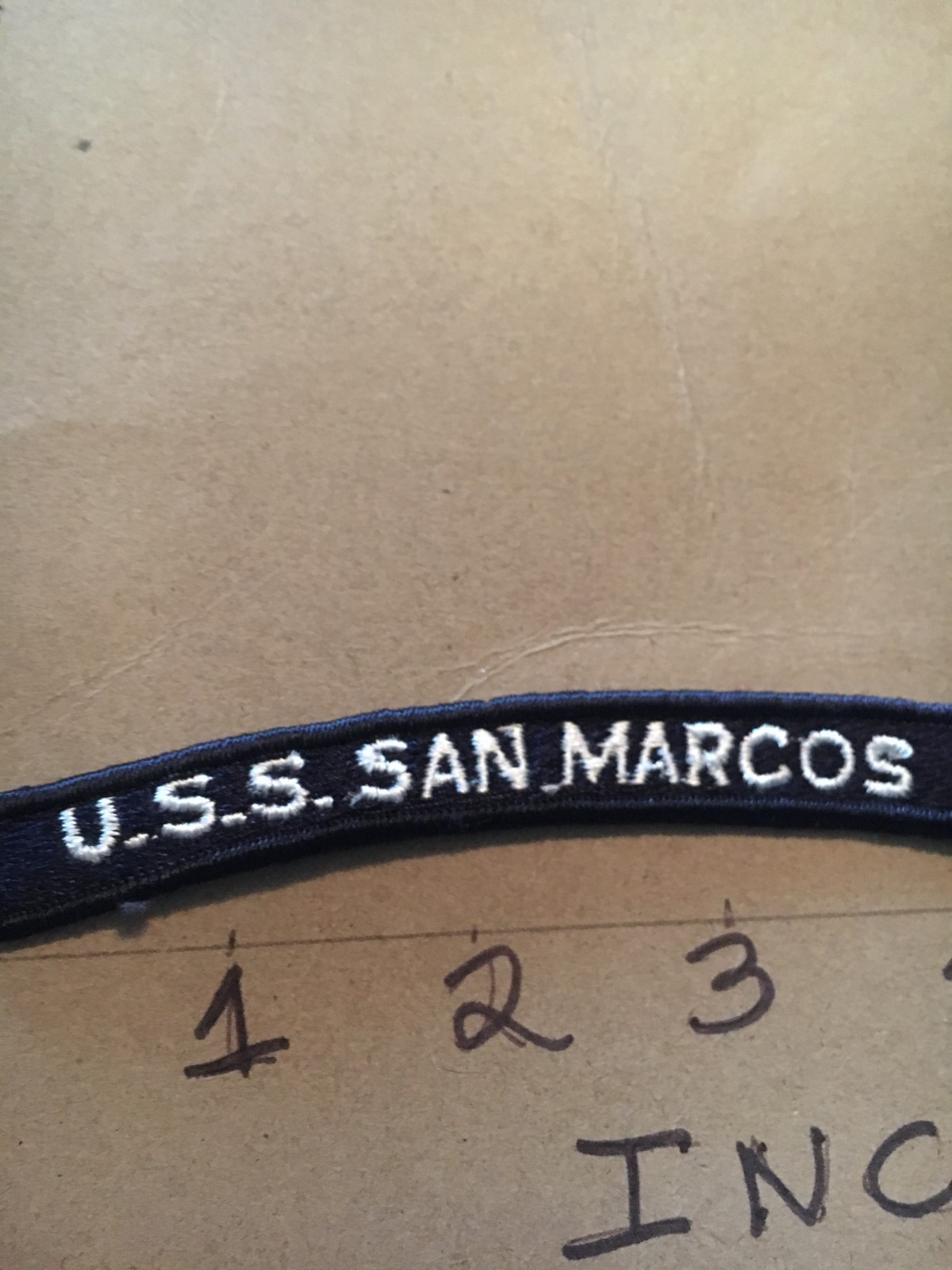 US NAVY SHOULDER STRIP TAB *** rocker *** Patch USS San Marcos