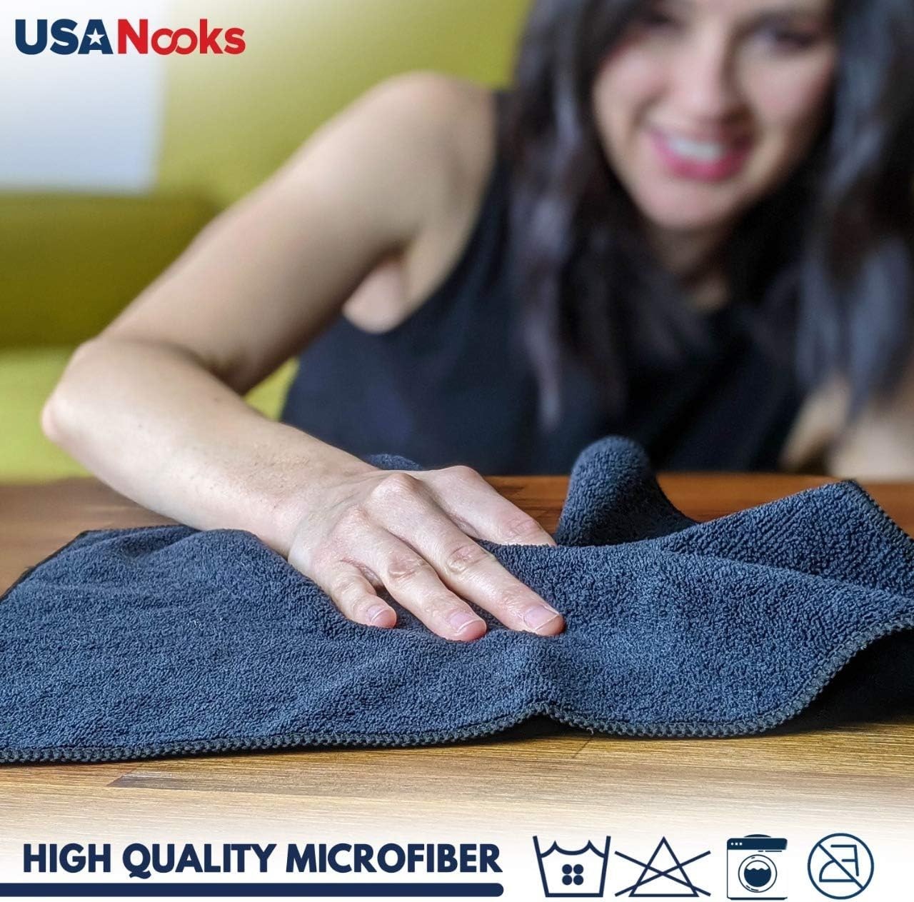 USANOOKS Microfiber Cleaning Cloth Grey - 12 Pcs (12.5" x 12.5")