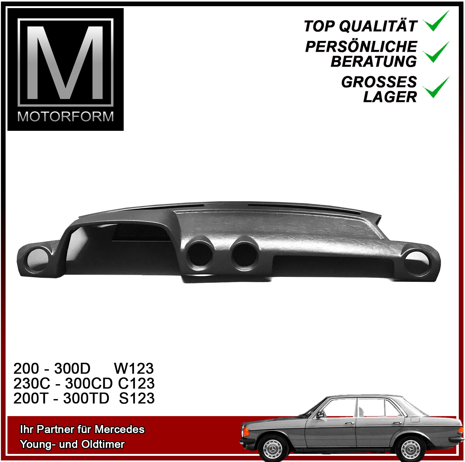 Mercedes W123 Armaturenbrett Abdeckung Cover 123 dashcover dashboard dash NEU