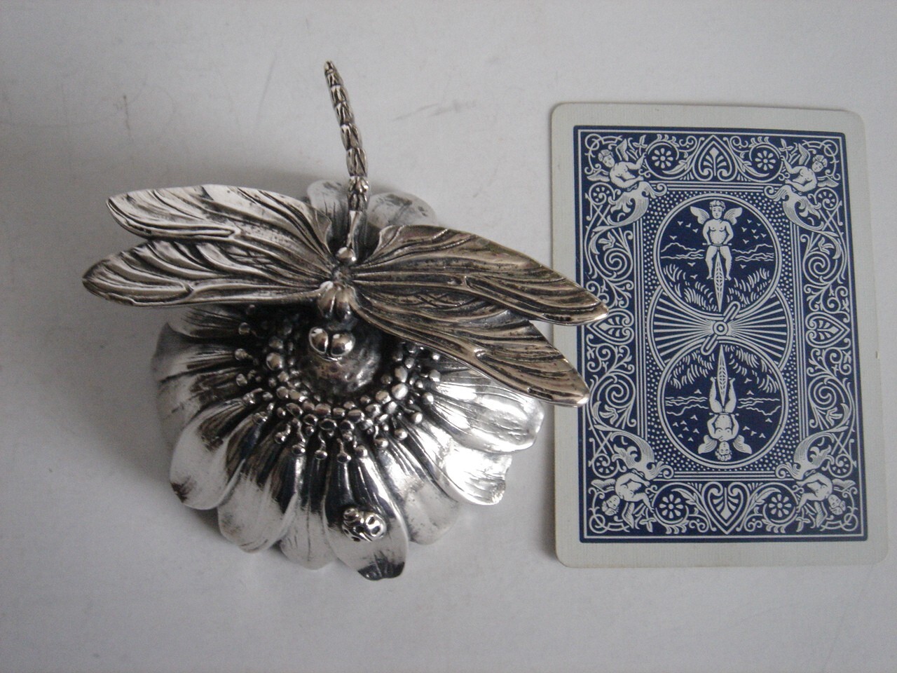 Reed & Barton Silver Plated Dragonfly w/Lady Bug Music Box Non-Working Order