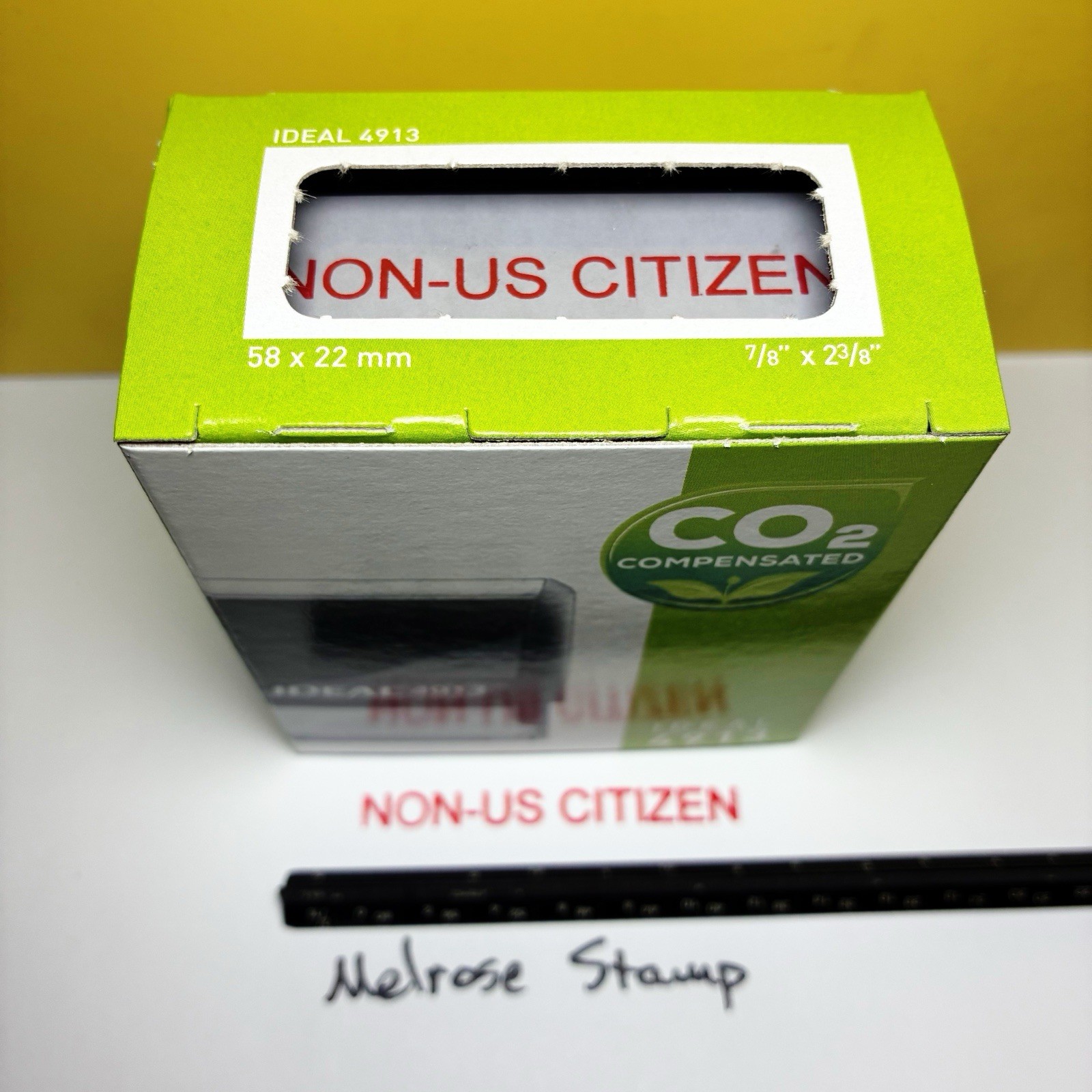 Non US Citizen Rubber Stamp Red Ink Self Inking Ideal 4913