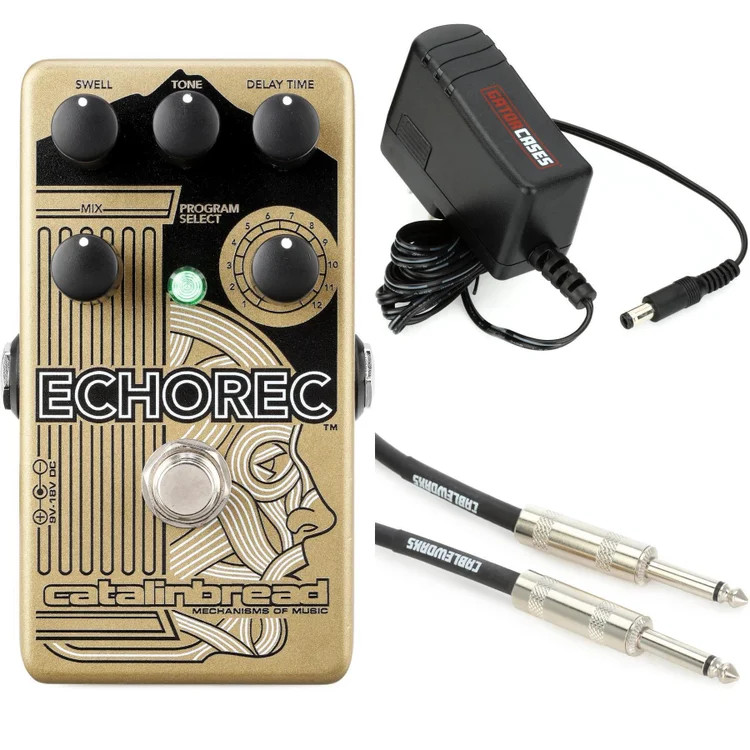 Catalinbread Echorec Binson-style Delay Pedal with Power Supply and Cable
