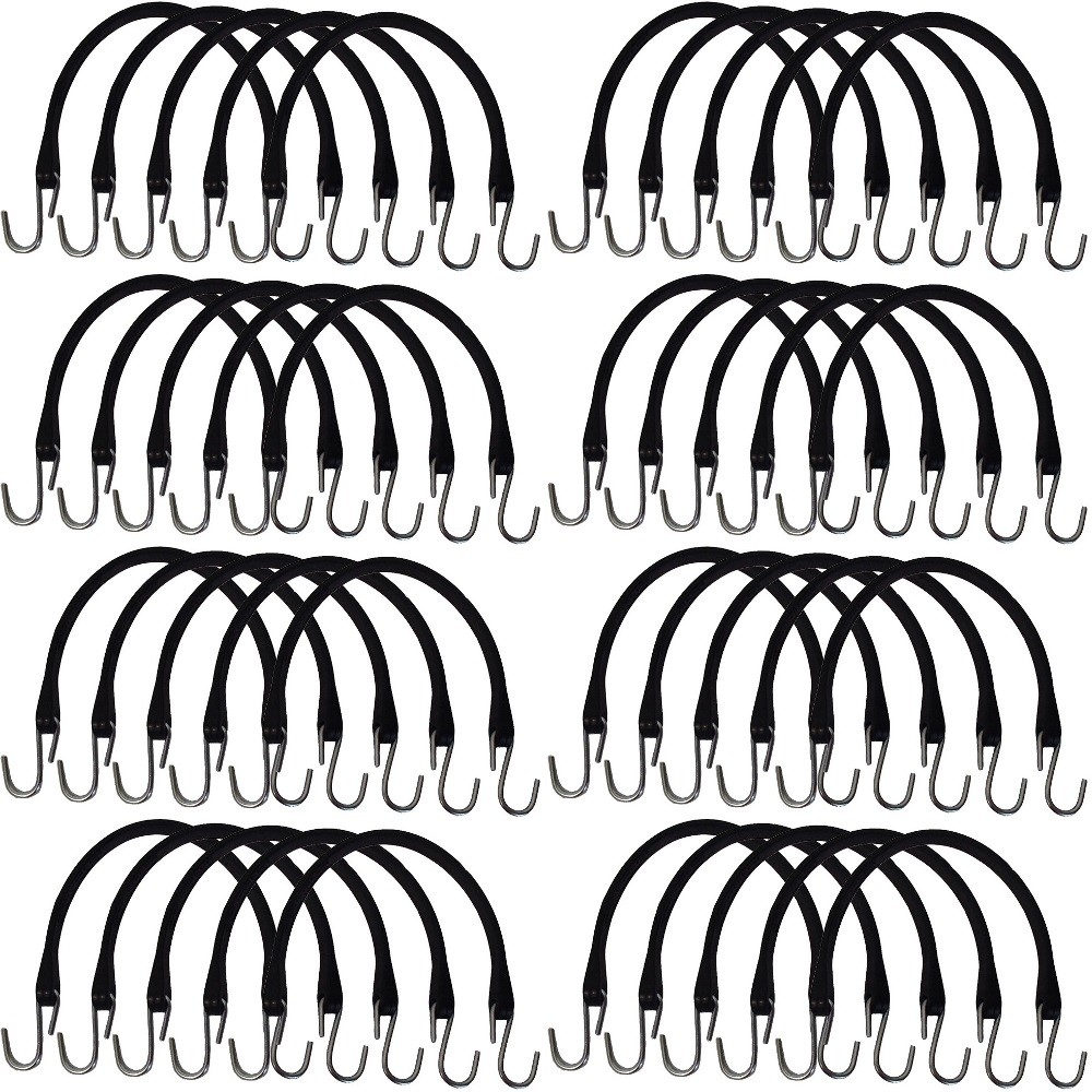 40 Pack 15" Heavy Duty Natural Rubber Tarp Straps Tarp Tie Down Bungee Cords