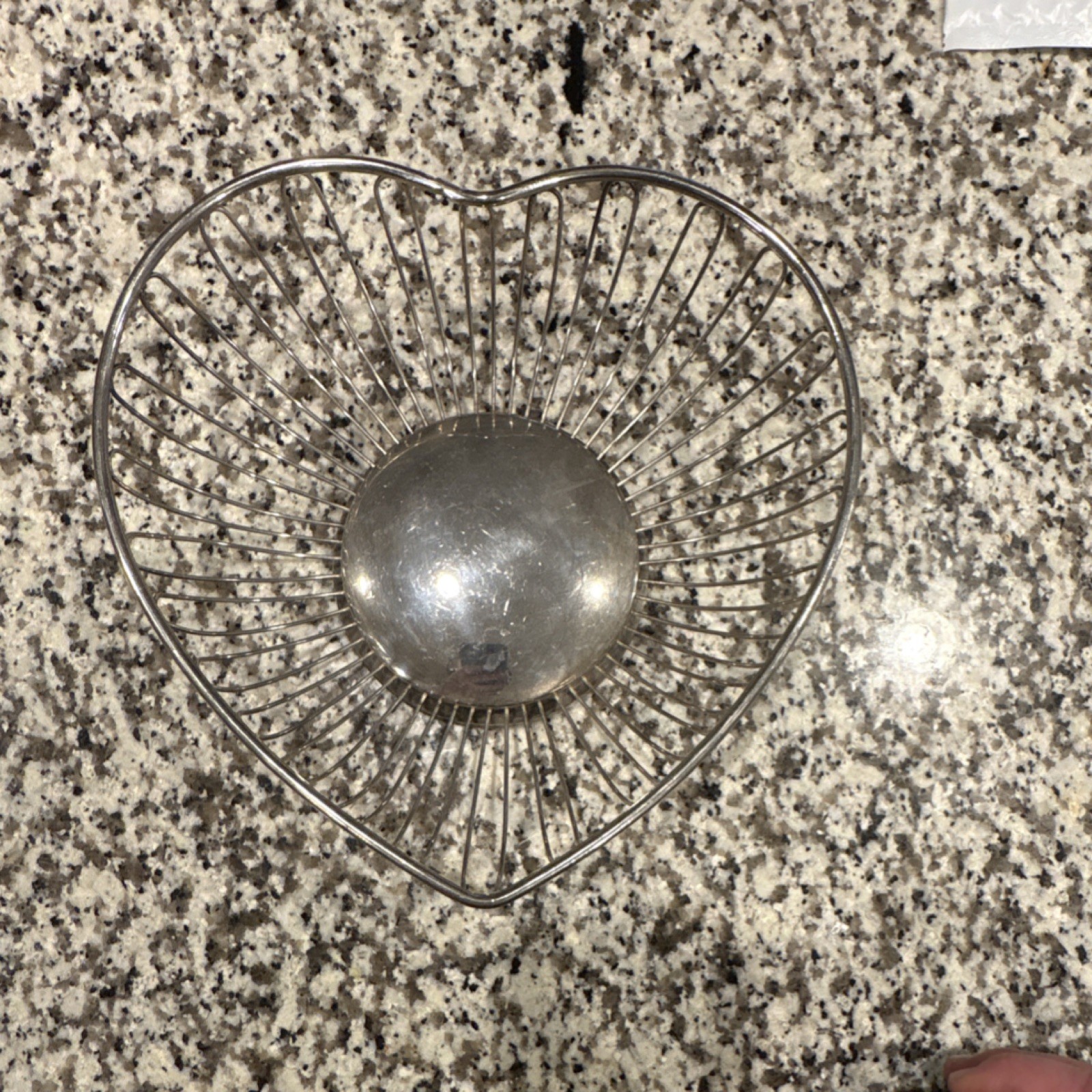 Studio Silversmiths Silver Metal Heart-Shaped  Basket 9" x 9.5" Woven Pattern