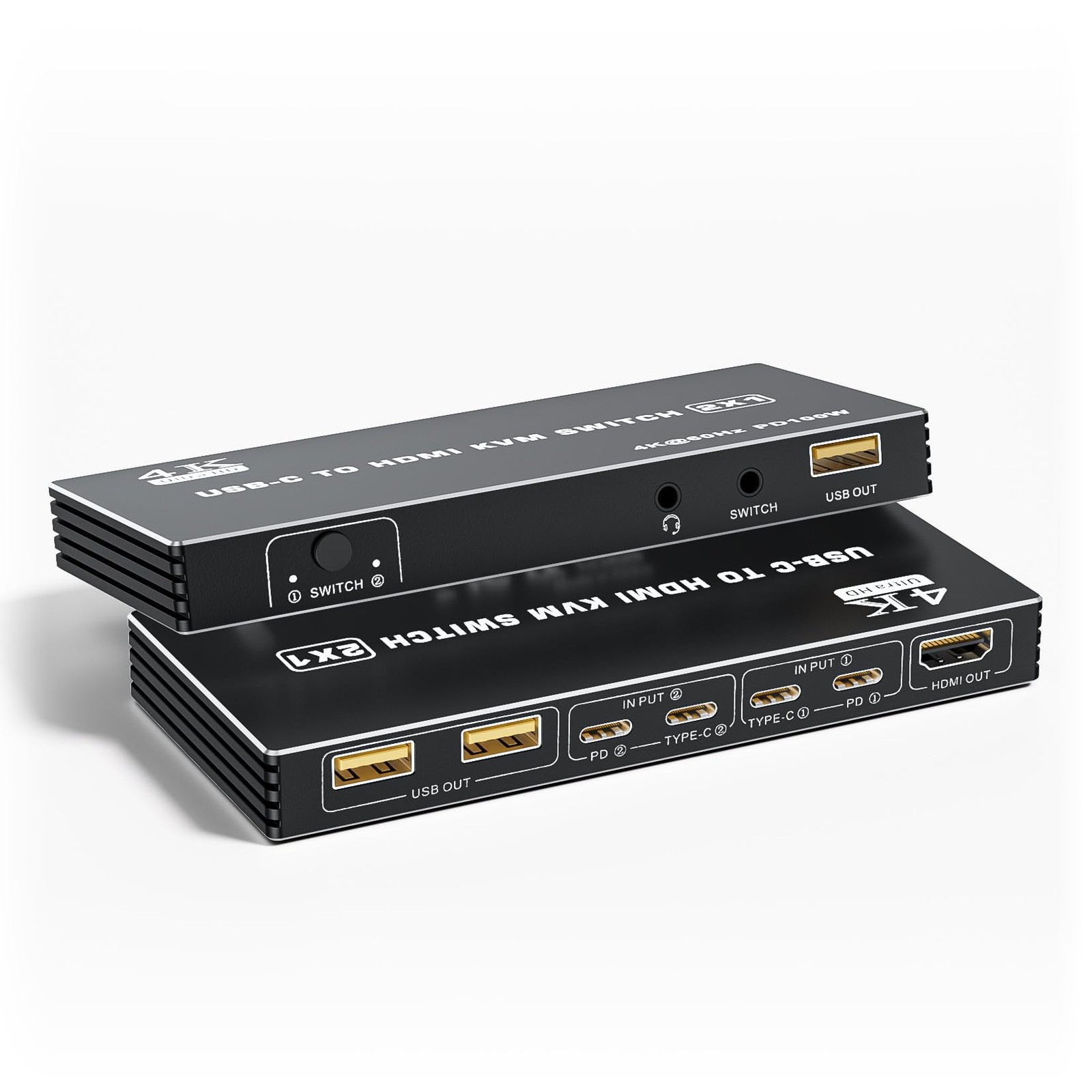 USB C to HDMI KVM Switch 4K 60Hz, Type-C KVM Switch HDMI for 2 Computers Shar...