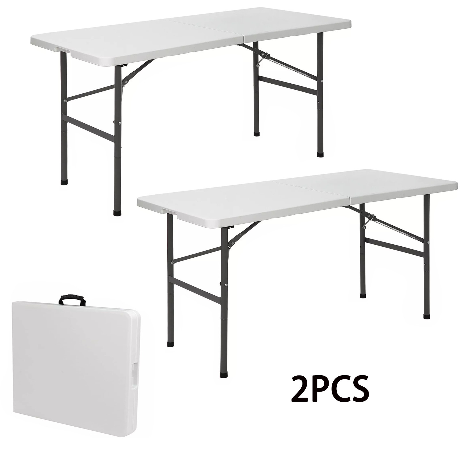 2PCS 4FT Folable Table Portable w/Handle Safety Lock Outdoor & Indoor Camping