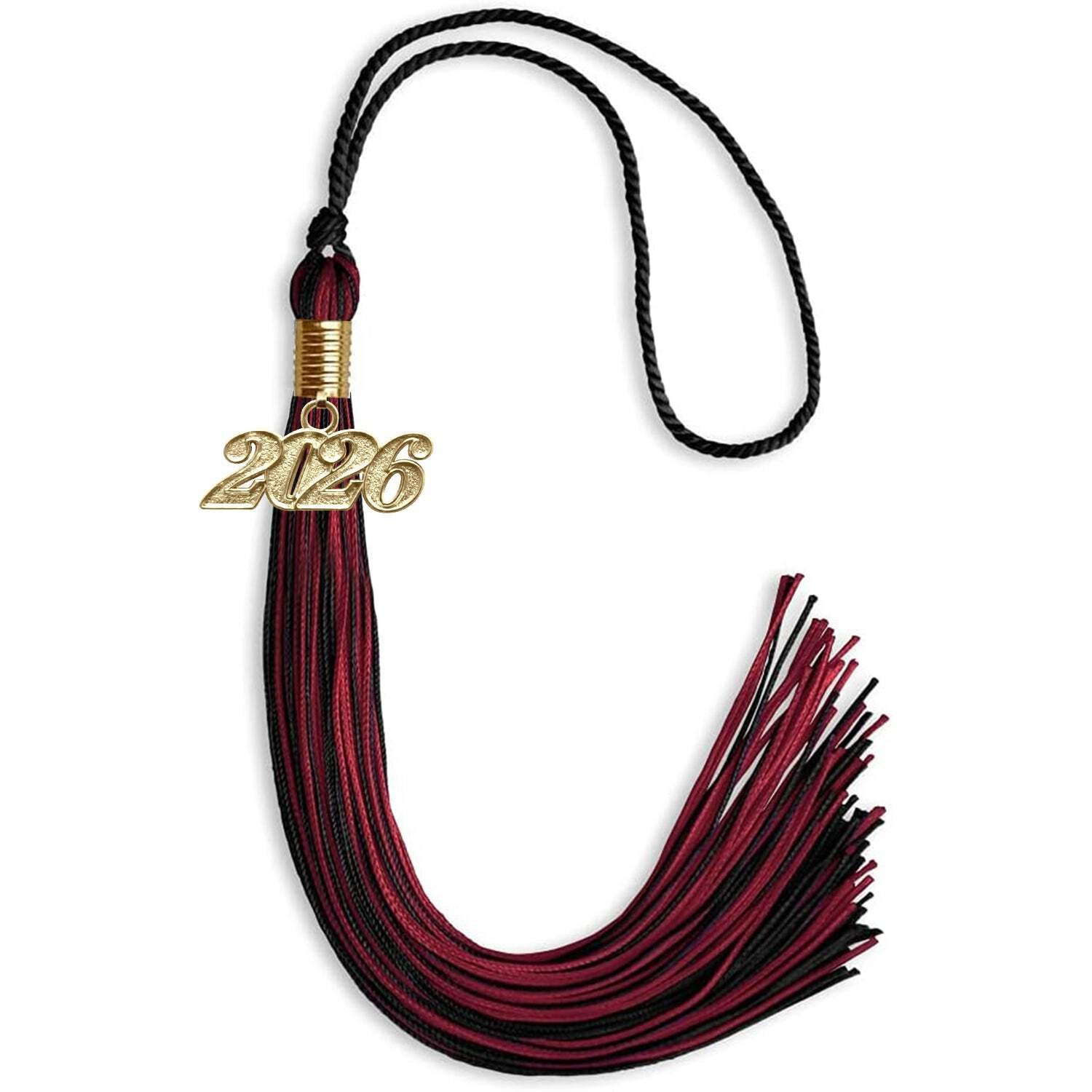 Endea Graduation Black/Cardinal Mixed Color Tassel With Gold Date Drop