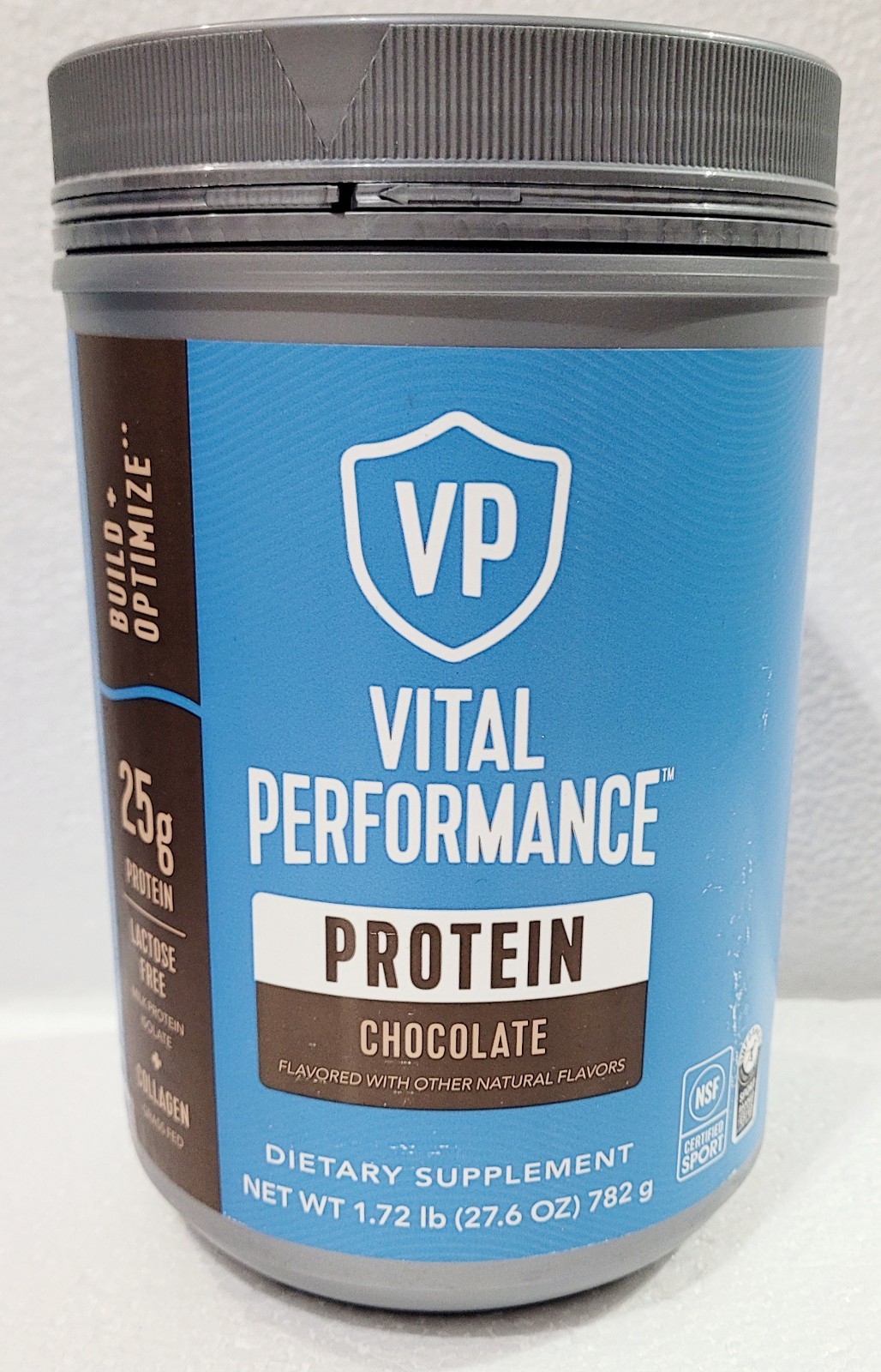 Vital Performance Protein Powder Chocolate 27.6 oz Collagen BCAA Lactose