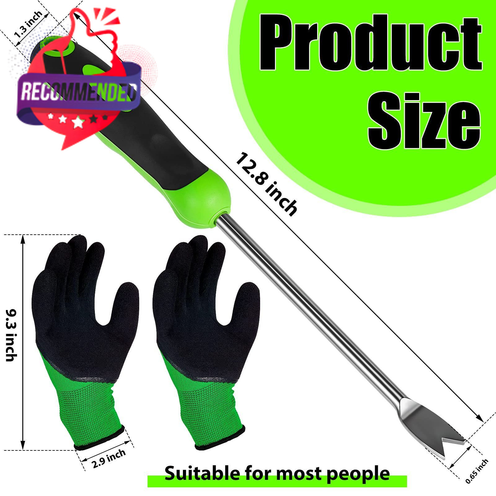 12.8'' Dandelion Weed Puller Tool with Soft Handle Polished Stainless Steel...