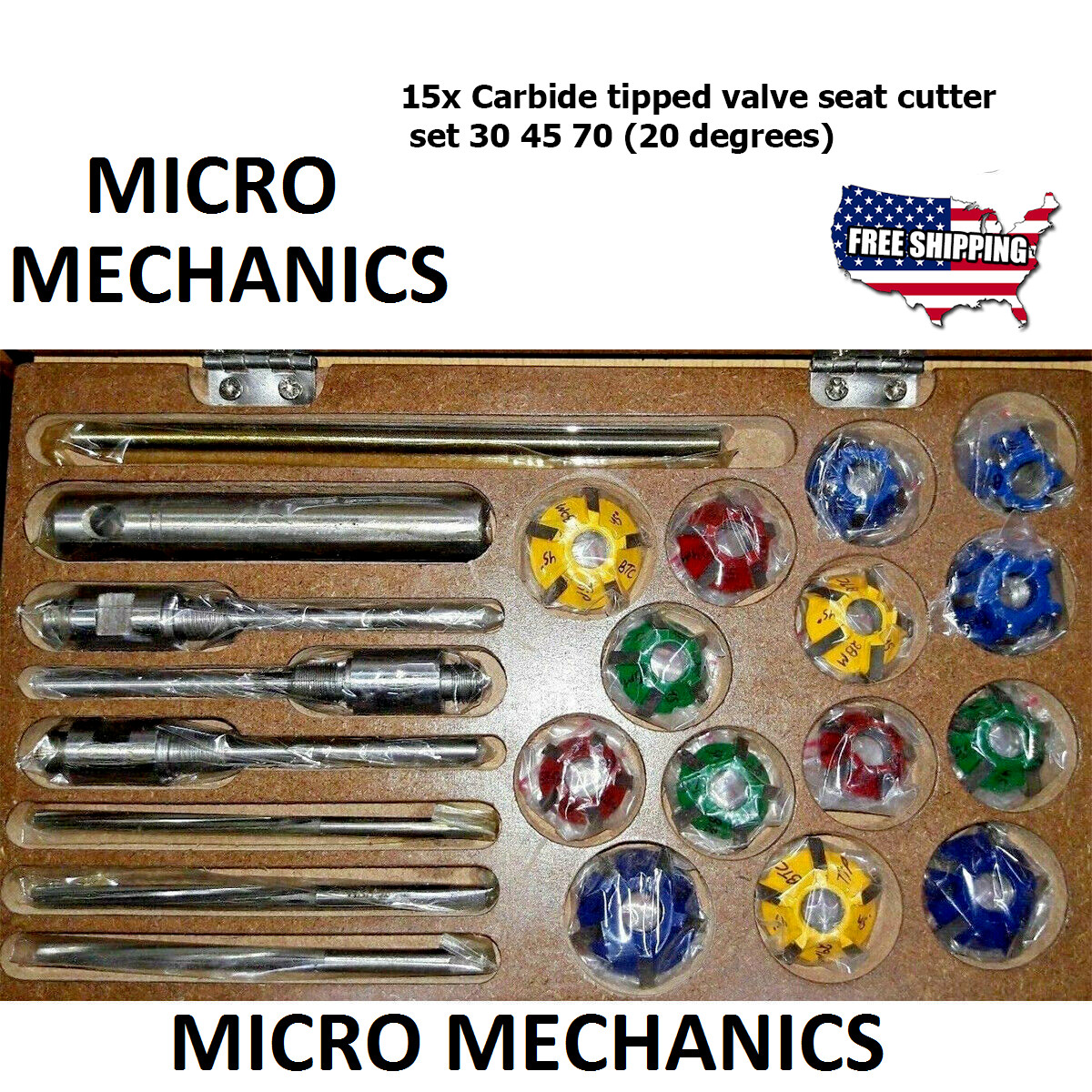 15x Carbide tipped valve seat cutter set 30 45 70 (20 degrees) Vintage & Cars