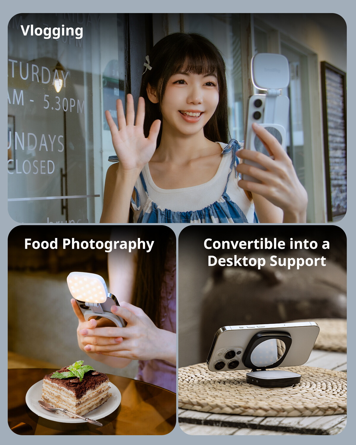SmallRig Magnetic Selfie Light for iPhone, Phone Light with a Mirror for MagSafe