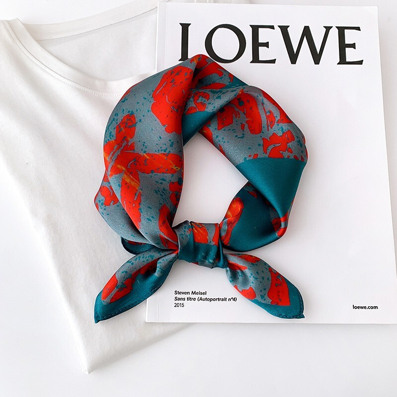 100% Silk Women Vintage Retro Small Scarf Kerchief Bandana Neck Hairband 53x53cm