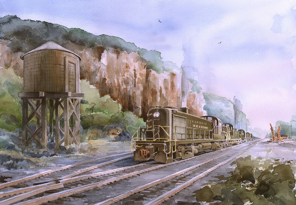Reading RR ALCO RS3 & Tower, Rockhill Quarry, Penna. James Mann Train Notecards
