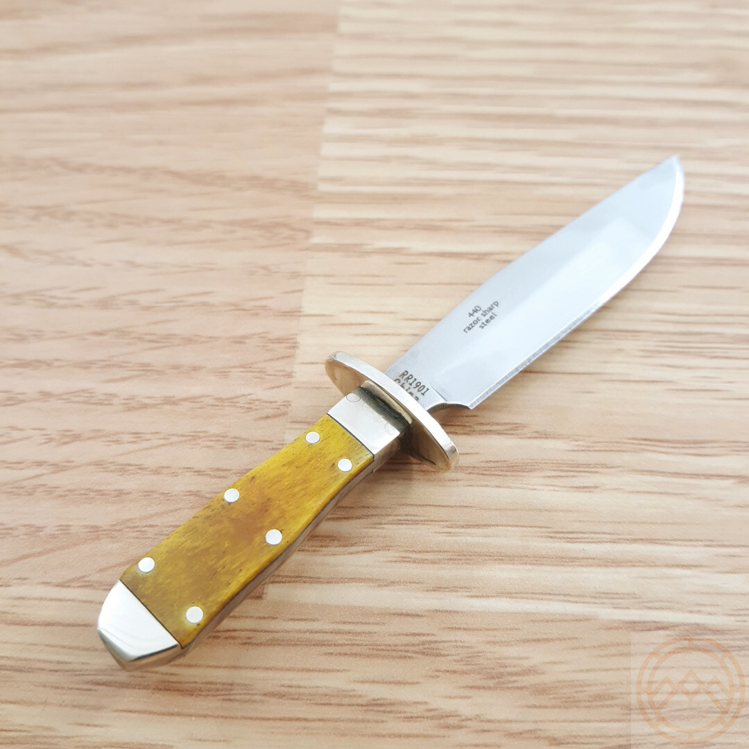 Rough Ryder Texas Mini Bowie Fixed Knife 2.5" Steel Blade Smooth Bone Handle