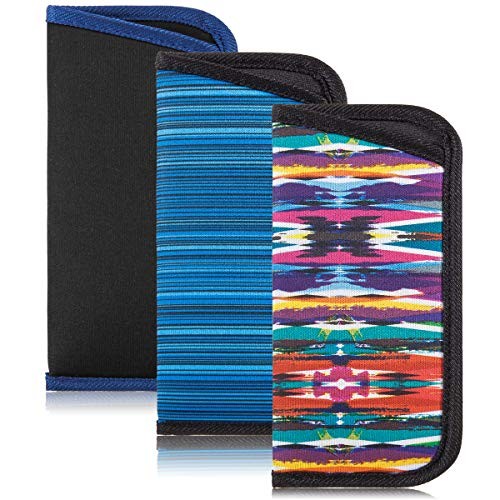 3 Pack Reading Glasses Pouch - Soft Large Blue, Blue Stripe, Rainbow