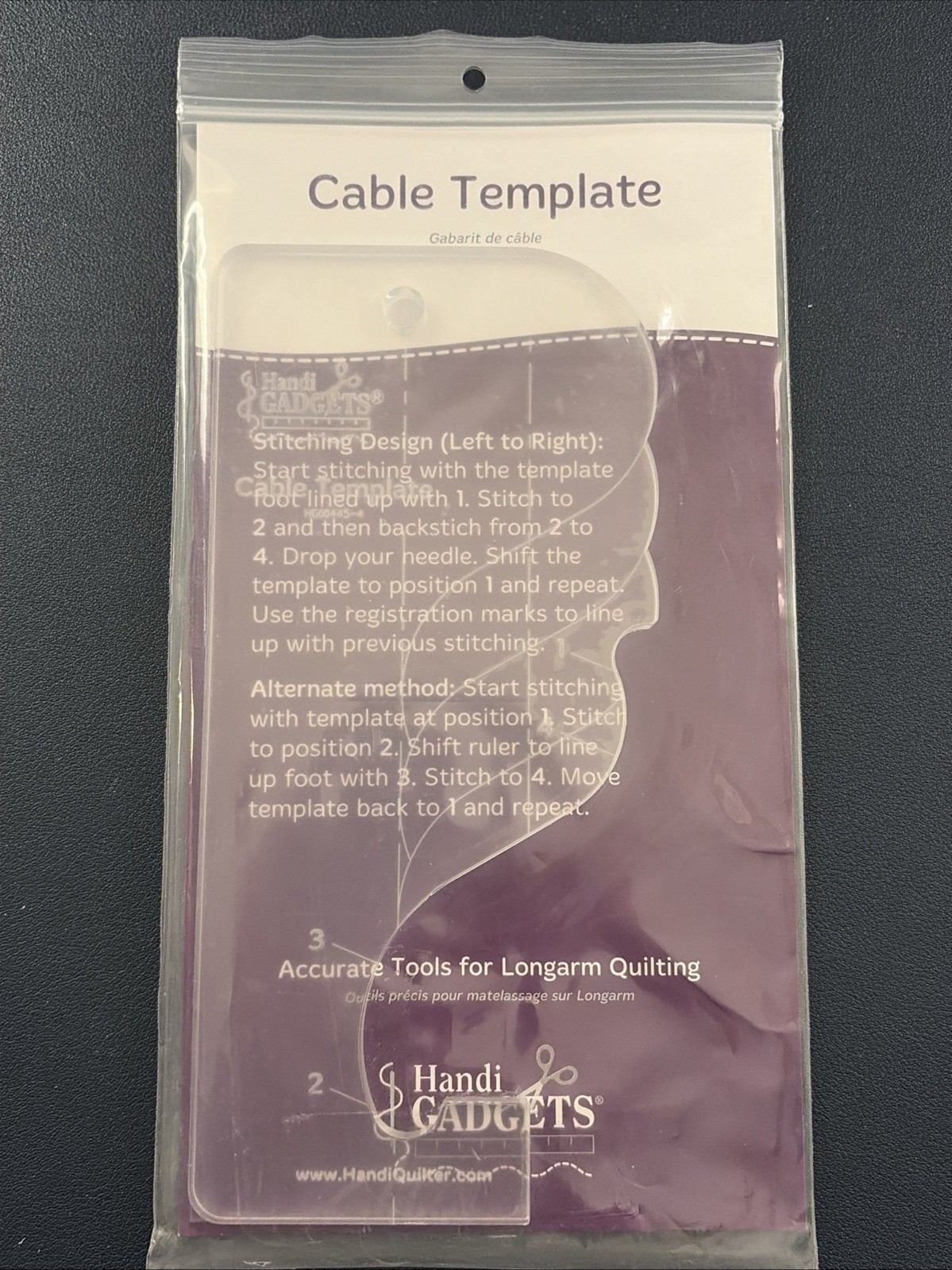 NEW HANDI QUILTER LUCITE TEMPLATE: CABLE DESIGN - LONG ARM MACHINE QUILTING TOOL