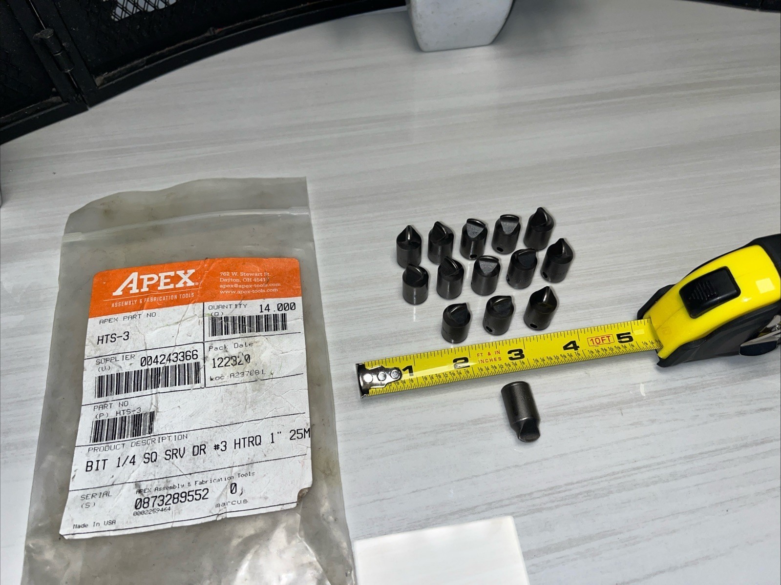 14 QTY! BULK LOT- Apex Tool Group HTS-3 Socket Bit Dr 1/4” SQ SRV DR #3 HTRQ 1”