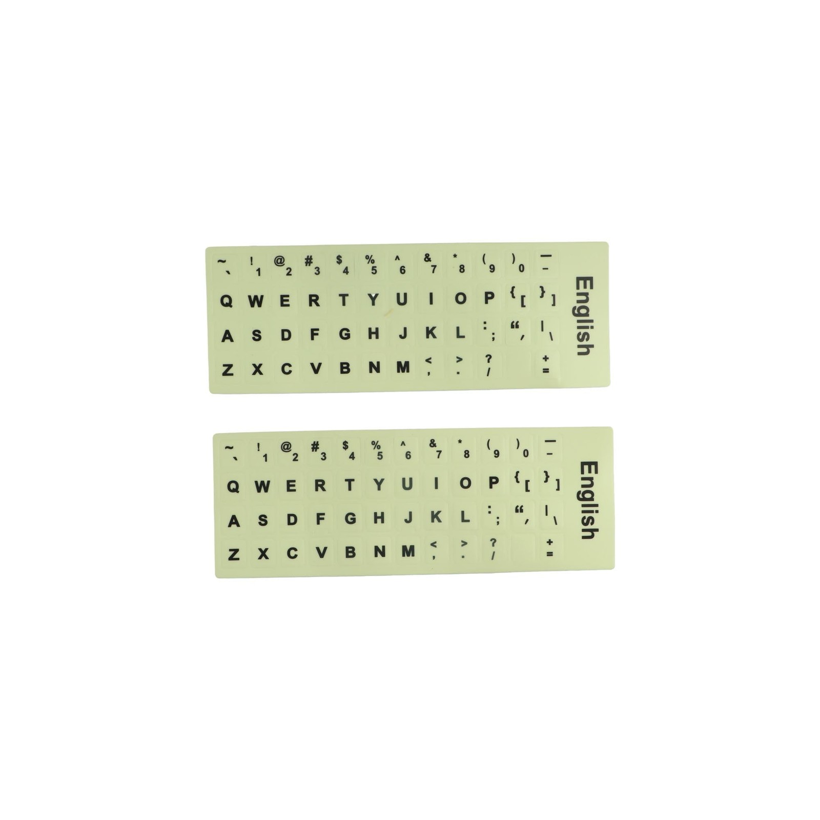 2 Pcs Universal English Keyboard Stickers, Glow in The Dark Green