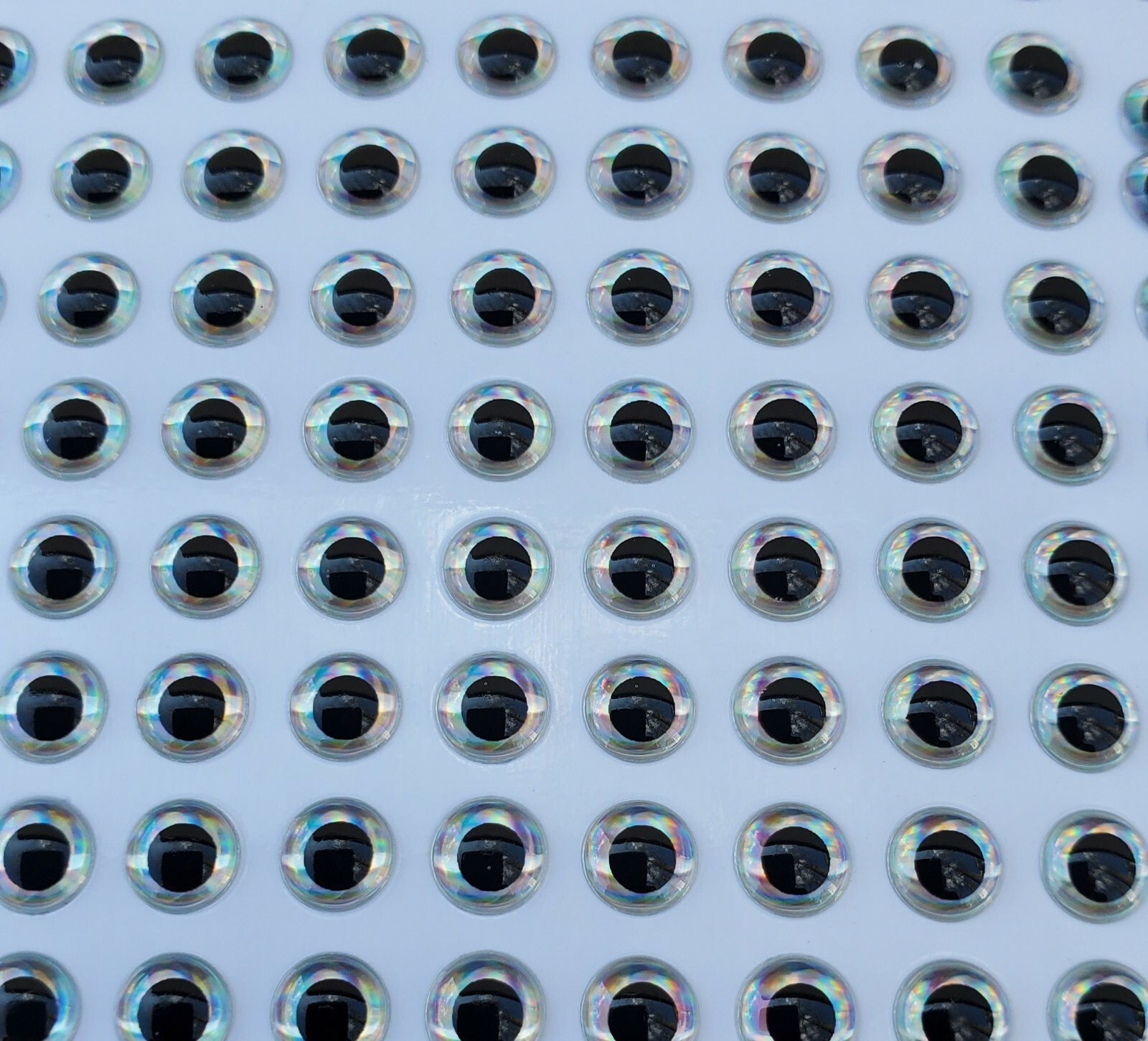 3D Lure Eye Self Stick Silver/Black 3mm - 10mm