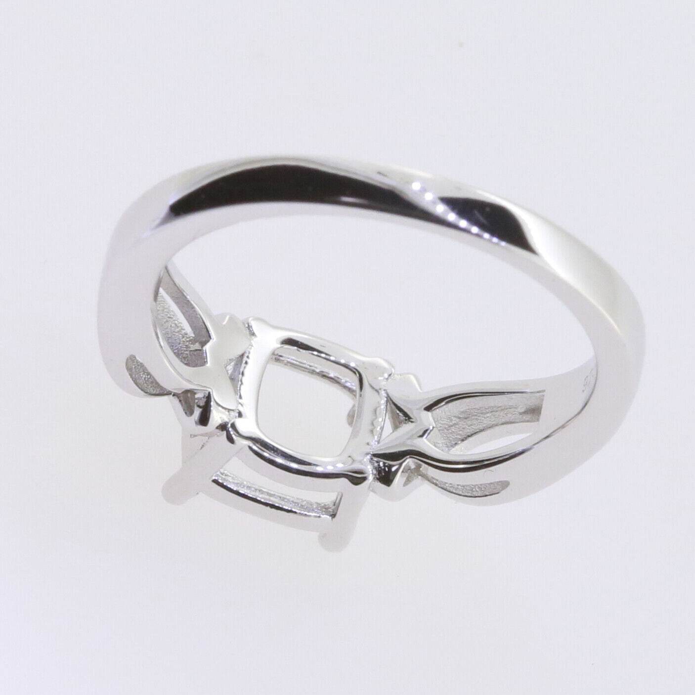 Sterling Silver Semi Mount Ring Setting Cushion CU 8x8mm