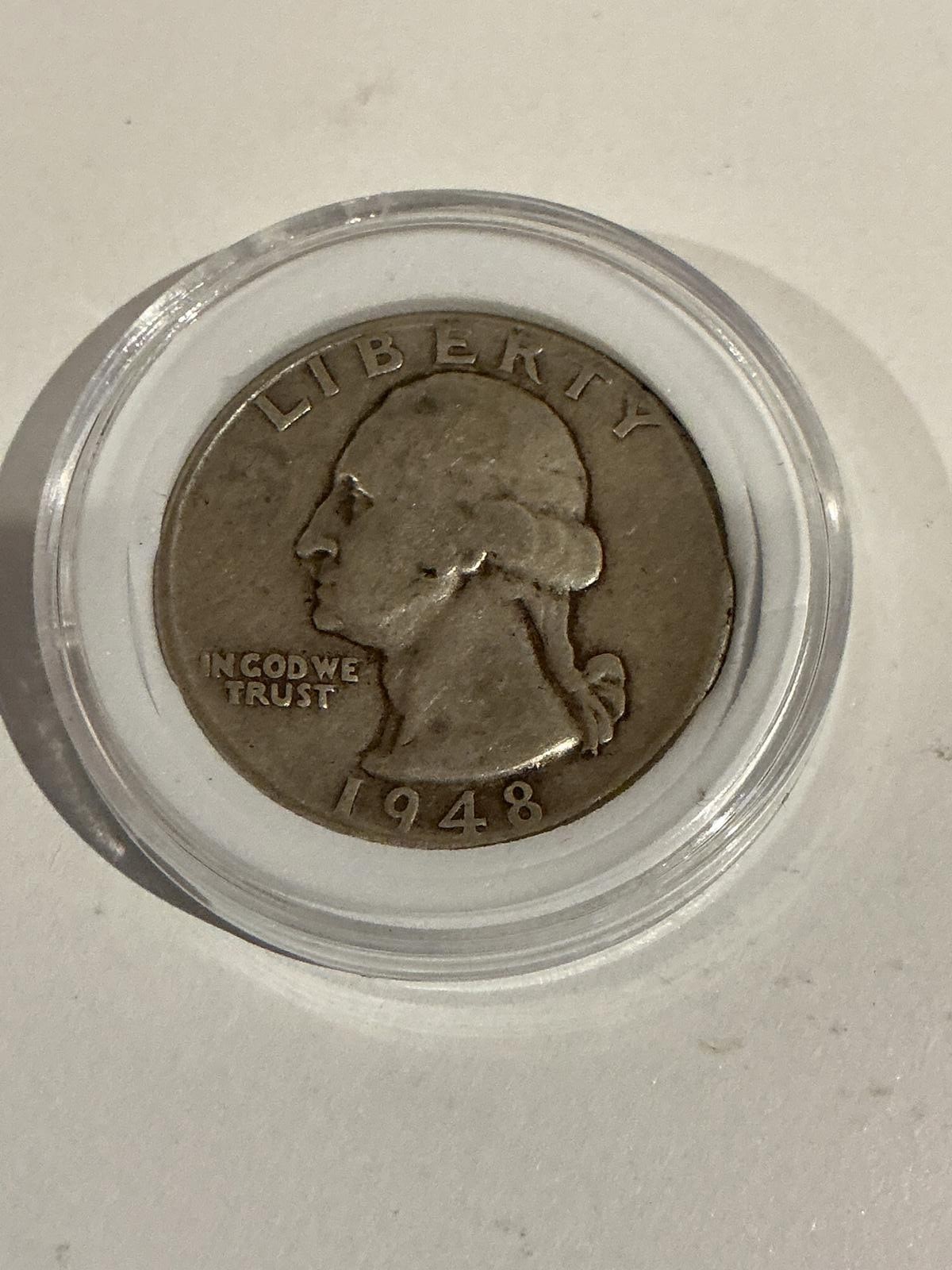 1948-P Washington Quarter – 90% Silver – Circulated Condition – Phil. Mint G/VG