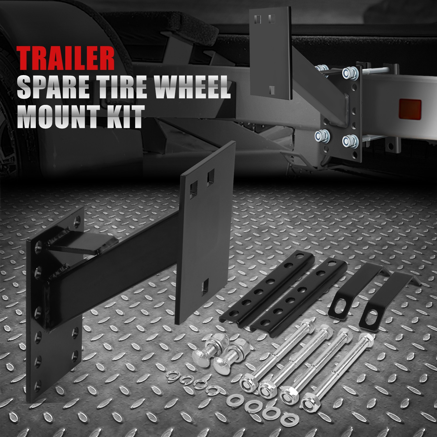 Heavy Duty Lock Holder Trailer Spare Tire Mount Carrier for 4 to 6 Lugs Wheels