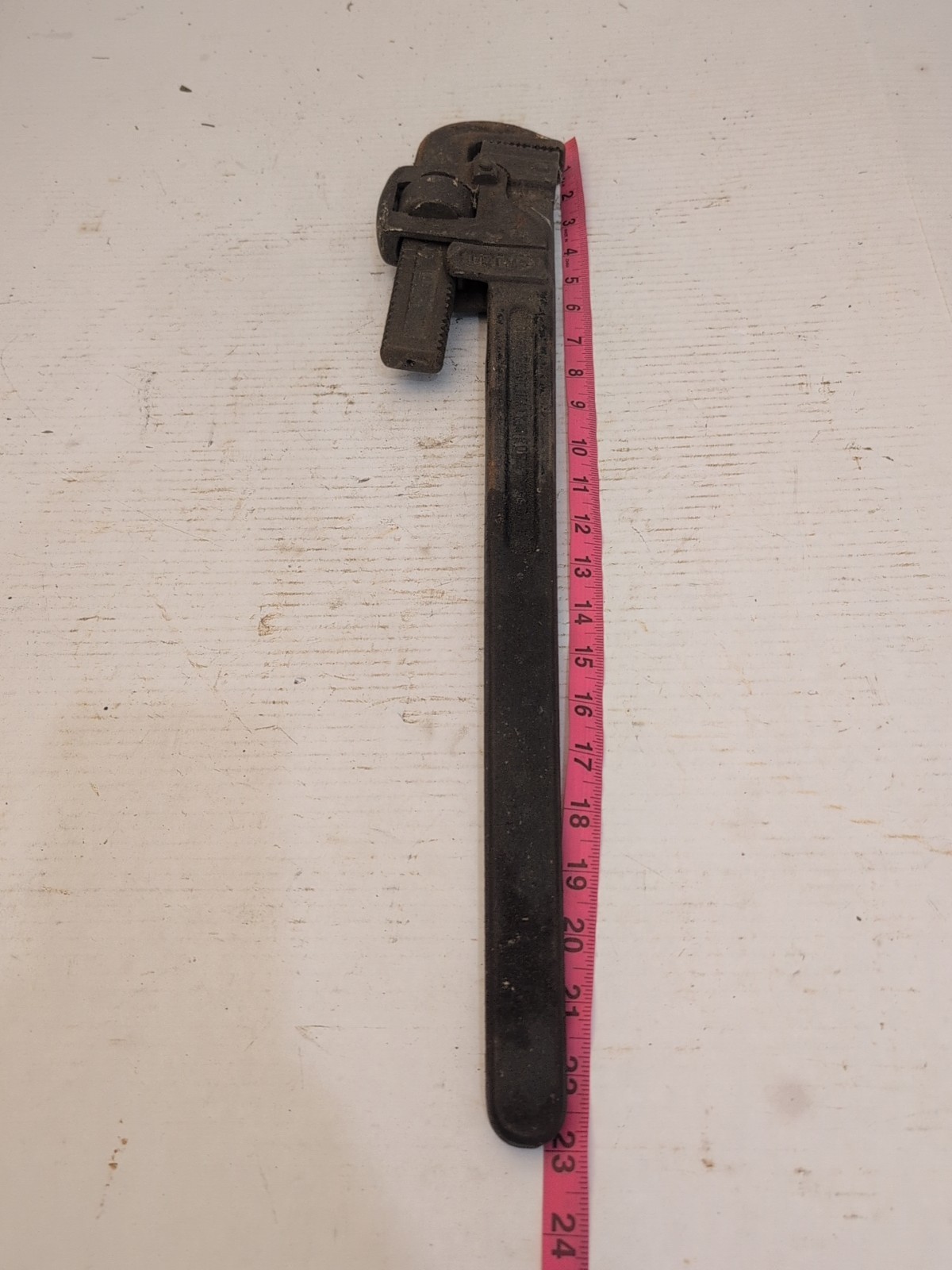 Antique 1890s TRIMO Pipe Wrench Trimont Roxbury Mass Vintage 1889 23"